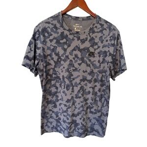 Nike T-Shirt Mens Large Blue Camo DA0469-453 Gorpcore Streetwear Tactical Tee